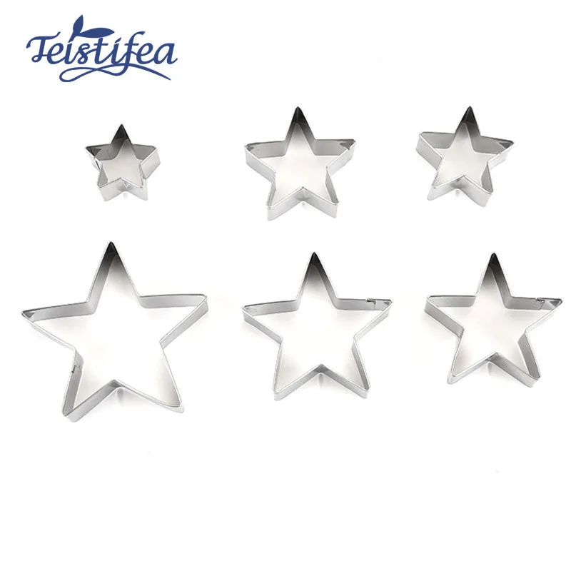 Teistifea 6 шт./компл. Нержавеющая сталь Star Форма печенье плесень 3D выпечка печенья
