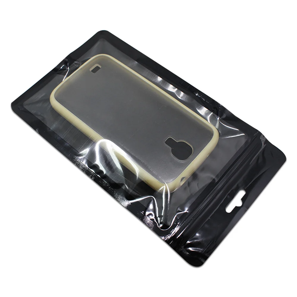 Blank Black 50 шт./лот 12x21 см белый черный пластиковый чехол для телефона упаковочная сумка Ziplock Grip Seal Reclosable чехол Упаковочные пакеты - Цвет: Blank Black
