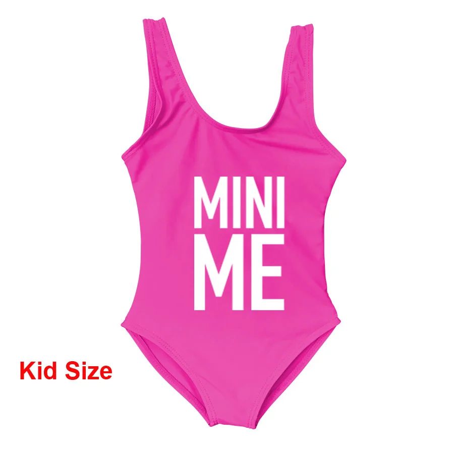 Kid Purple Red Детское бикини для мамы и дочки с надписью «Me and Mini Me», купальный костюм для мамы и ребенка, купальный костюм для мамы и ребенка, цельный купальник - Цвет: Kid Purple Red