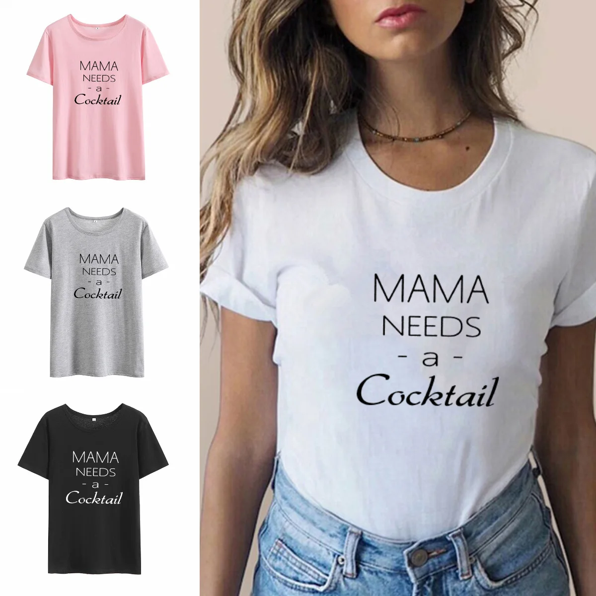MAMA NEEDS Коктейльная летняя футболка с коротким рукавом и круглым вырезом