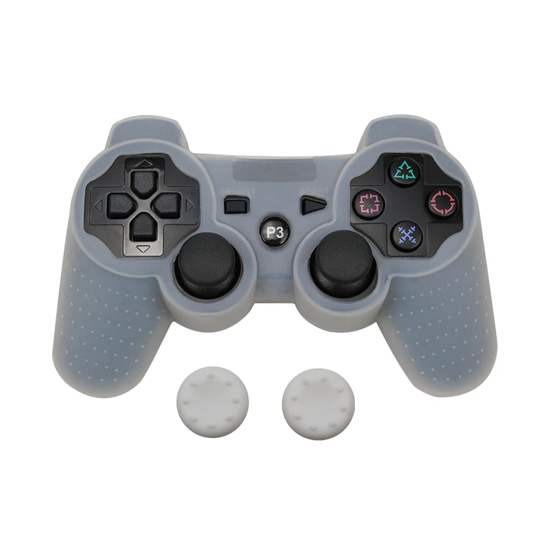 White Силиконовый чехол для PS3 контроллер, кожаный чехол для Playstation 3 геймпад, аксессуары для игр с 2 силиконовыми колпачками - Цвет: White