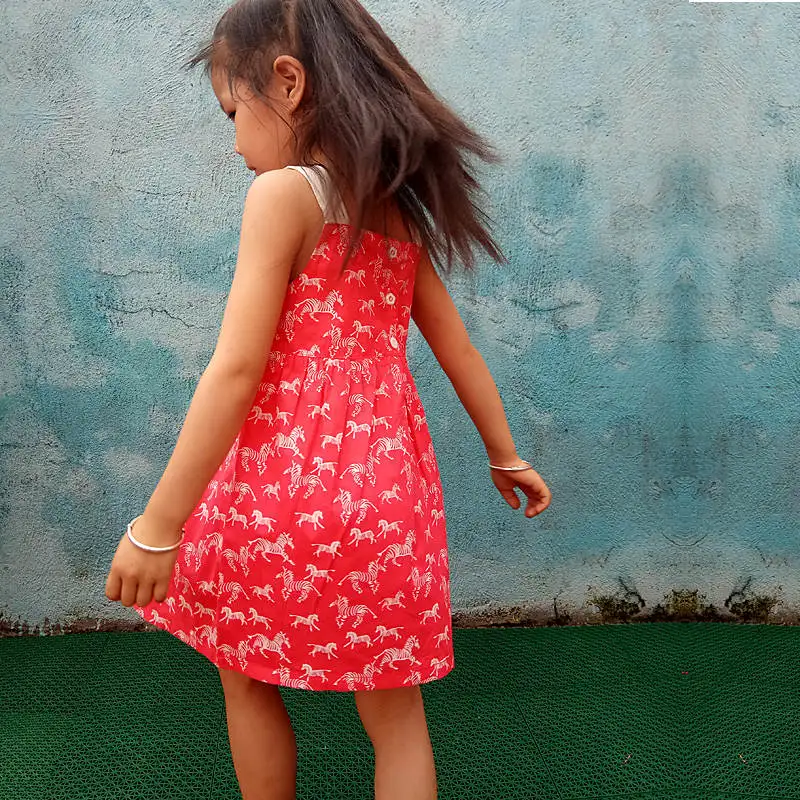 Girl print dress with a zebra children's cotton Suspender Cute girl Summer Floral Toddler kids Sleeveless Dress | Детская одежда и