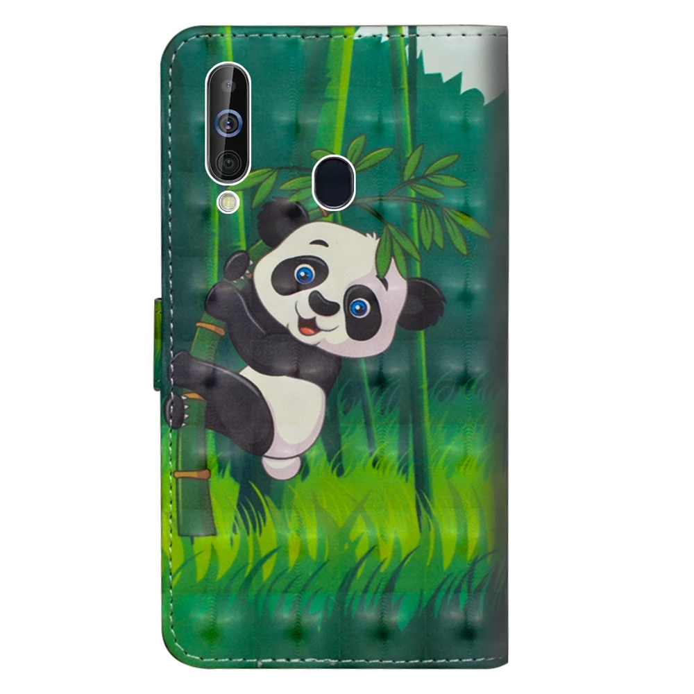 Милый чехол для телефона с 3D пандой Etui Samsung A70 A60 A50 A40 A30 A20 A10 кожаный Galaxy M10 M20 M30 Funda |