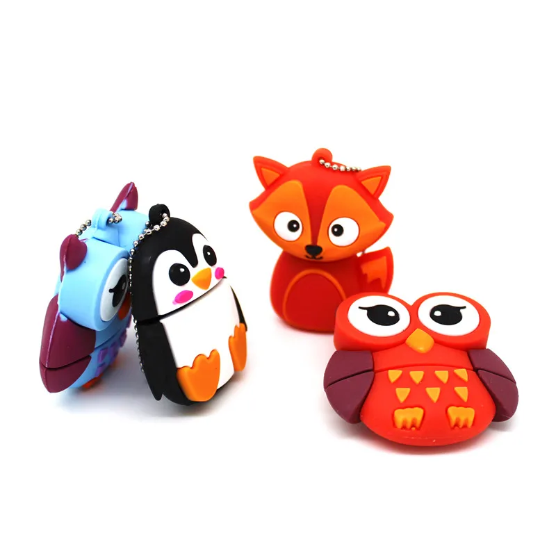 Usb флеш накопитель с изображением милых животных пингвина/Пчелы/Совы/лисы 16 ГБ 8 4