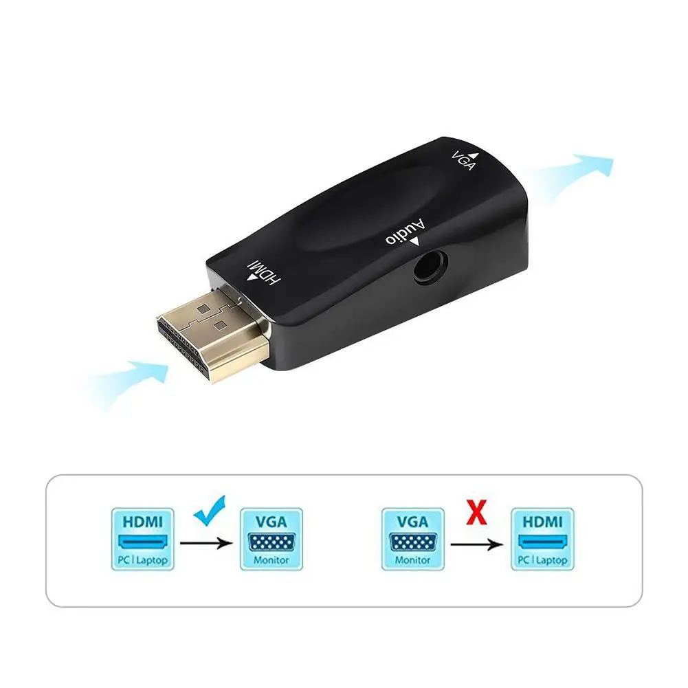 Адаптер преобразователь LumiParty 1080P HDMI VGA + аудиоразъем 3 5 мм full HD PC Laptop r15| |