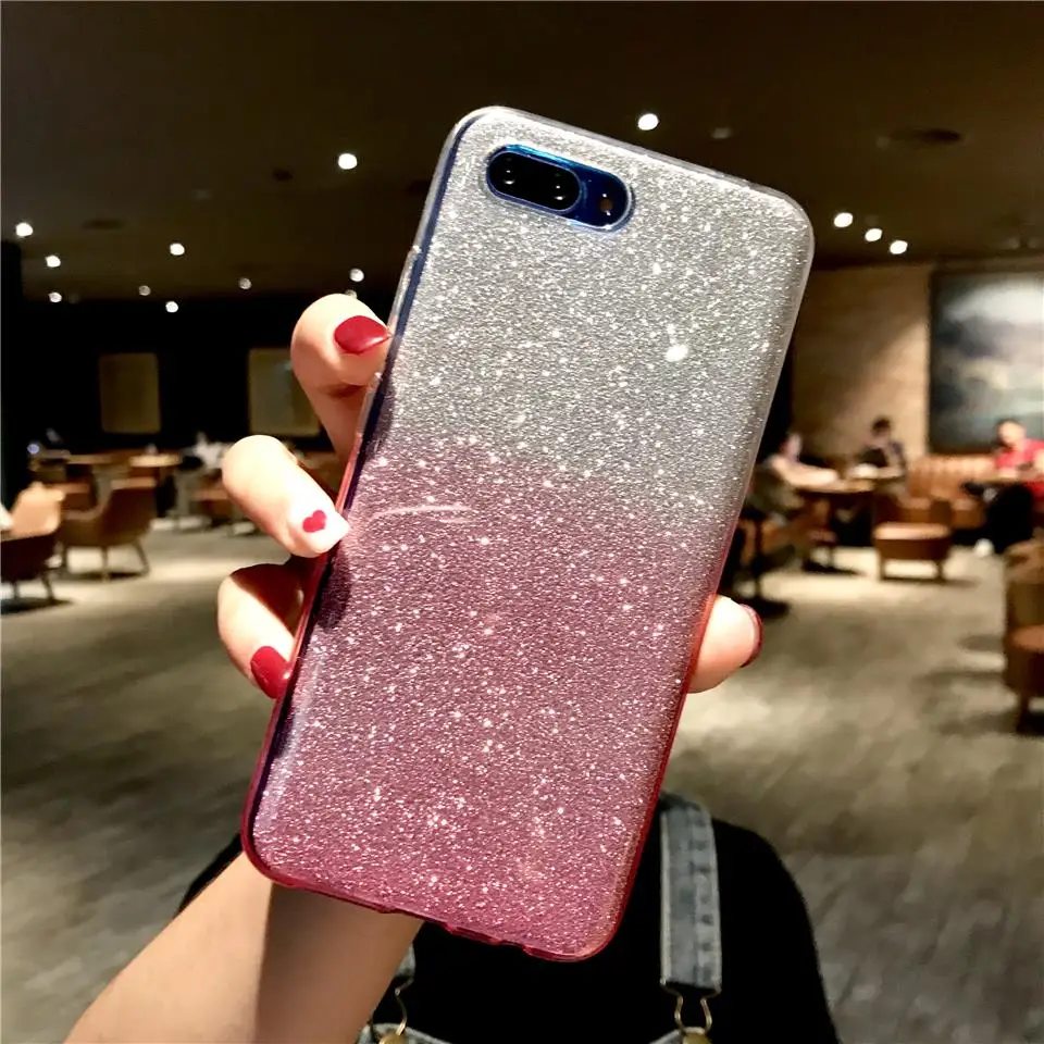Glitter Gradient Silicone TPU Cover Honor 10 9 8 8X 7X Y6 Prime Y7 Y9 2018 Case Mate 20 Pro X P30 P20 Lite P10 Phone Cases |