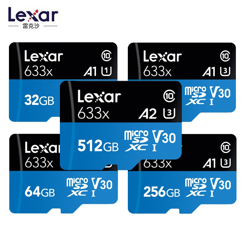 Высокоскоростная карта памяти Lexar 633x Micro SD 32 ГБ 64 128 макс. 95 м/с C10 256 512 захват