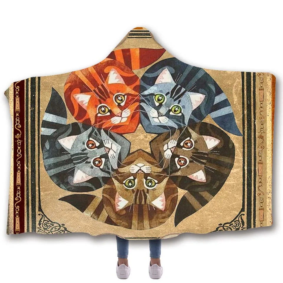 Мягкое Флисовое одеяло с капюшоном для кошек Прямая поставка|Одеяла| |