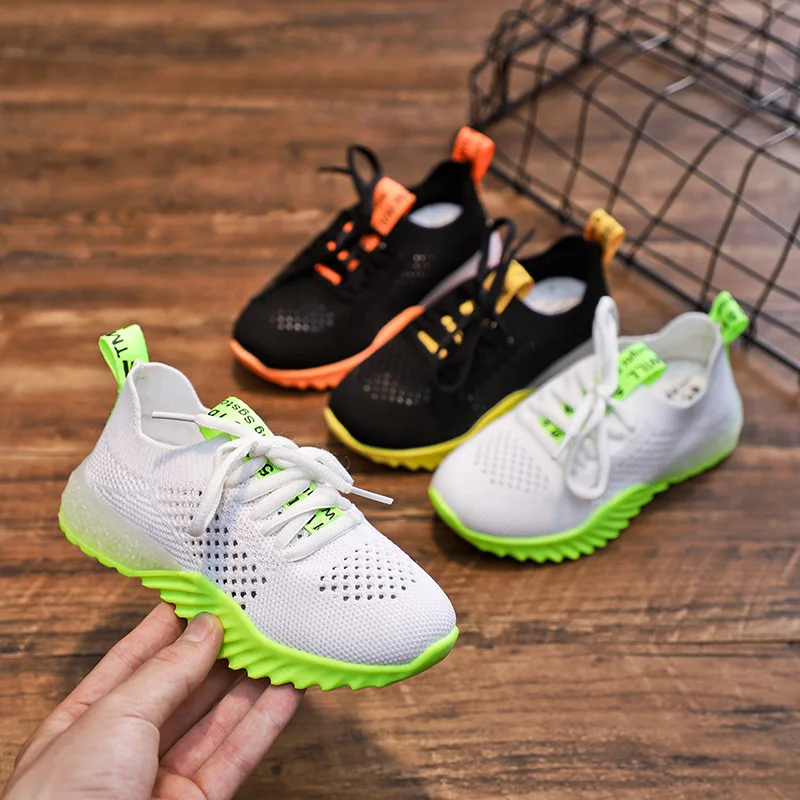 Летняя сетчатая обувь для мальчиков трикотажные спортивные кроссовки с