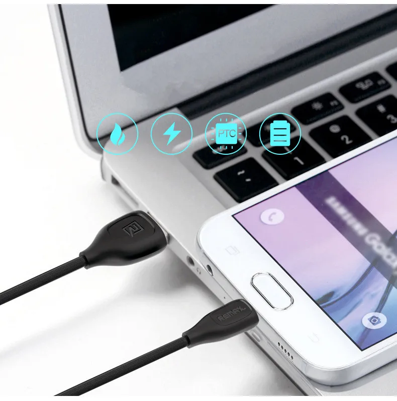 Remax 1 м Micro USB IOS Type C кабель для передачи данных зарядный плоский металлический 1.3A