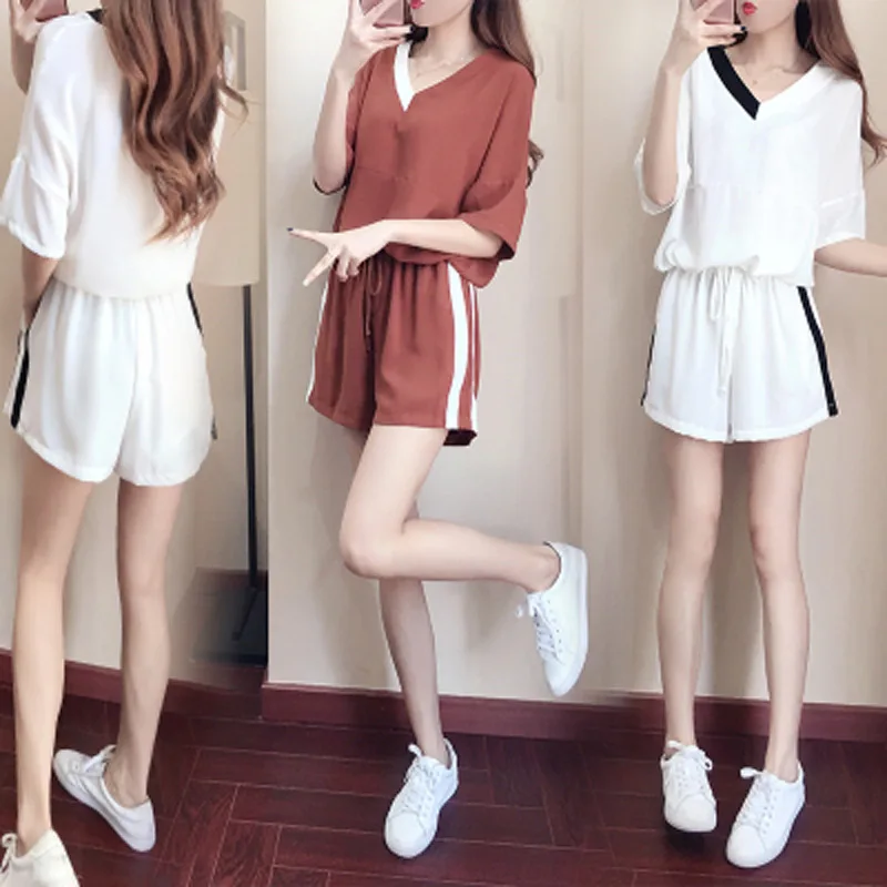 Спортивный костюм женский Лето 2019 Новая мода Корейская версия свободная