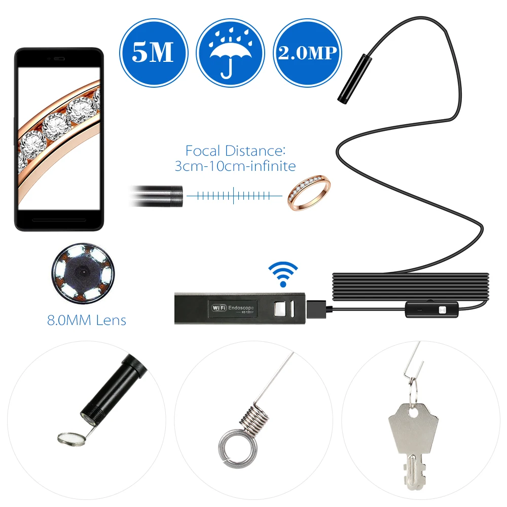 Wifi миниатюрная камера эндоскоп HD 1200 P Мини водонепроницаемая мягкая проверка