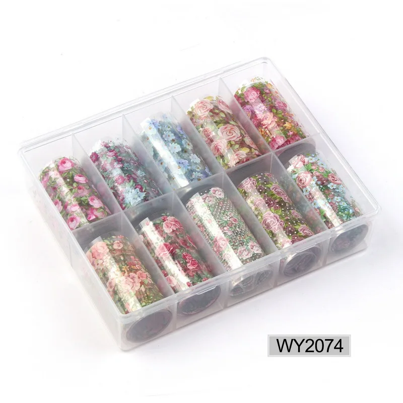 10pc/box Nail Foil Set Adhesive Transfer Sticker Rainbow Sky Sexy Leopard Personalized Pattern Slider Decoration Manicure kits