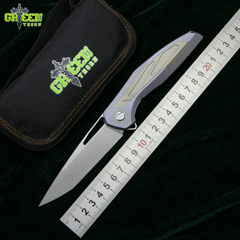 GREEN THORN Flipper F111 3D M390 blade Titanium handle Tactics folding knife outdoor camping hunting pocket fruit knive EDC tool