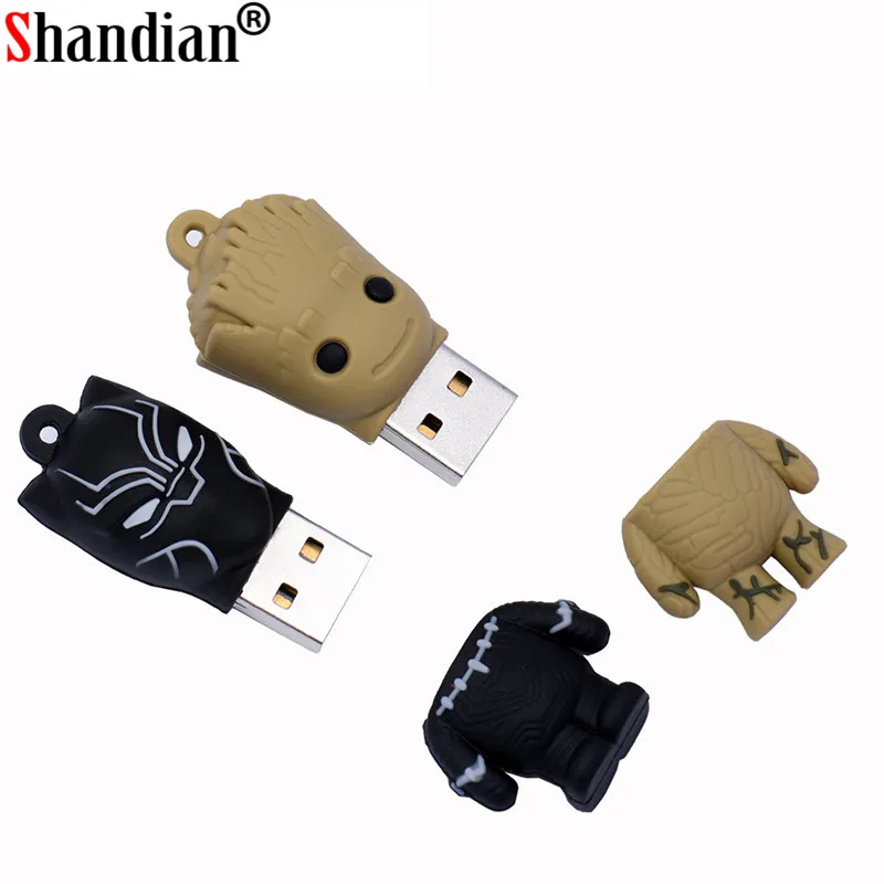 SHANDIAN Marvel Comics Черная пантера Дэдпул USB 2,0 флеш-накопитель Миньоны карта памяти Флешка 4 ГБ 16 ГБ 32 ГБ 64 ГБ подарок