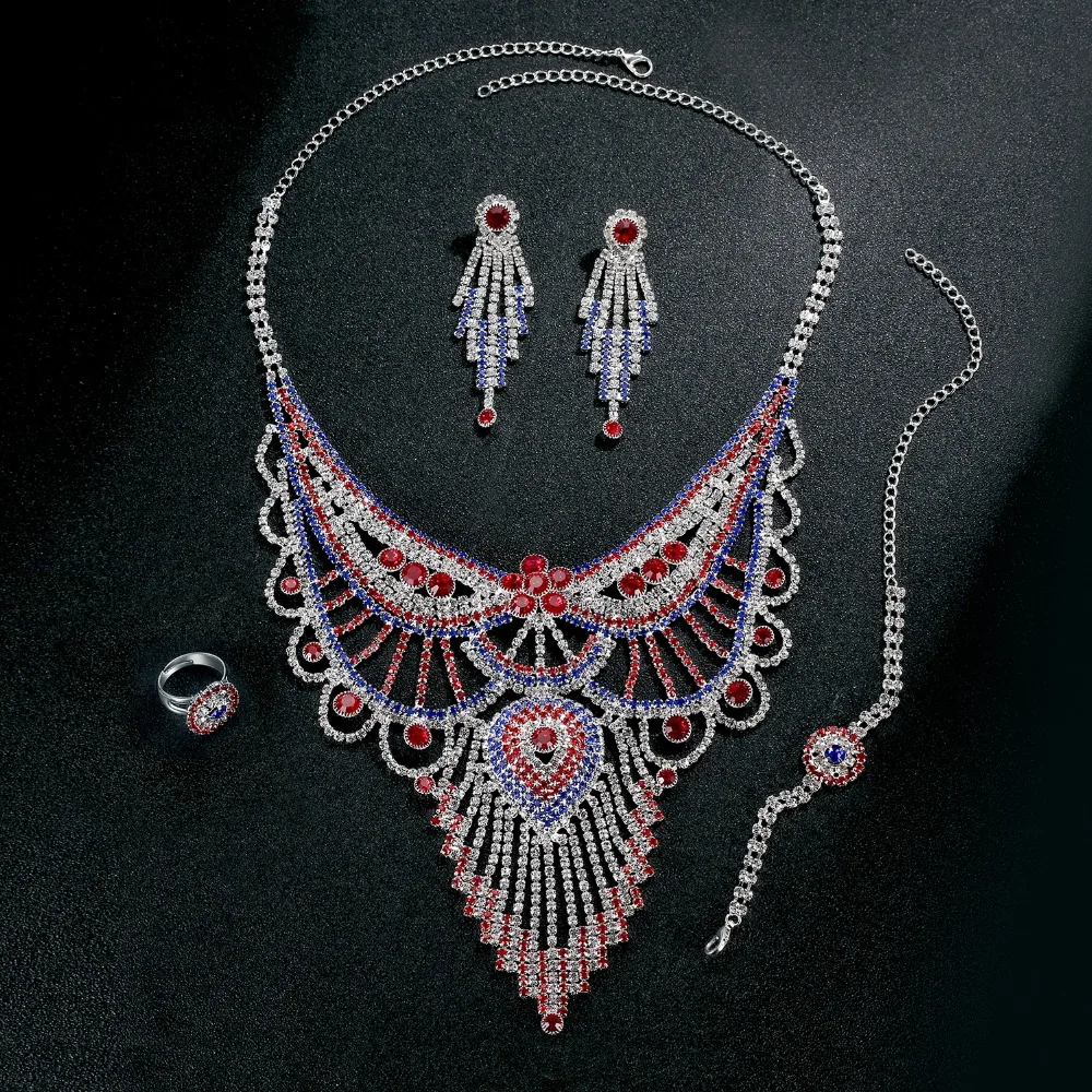 Роскошные Стразы Ювелирные комплекты с кристаллами для Для женщин нигерийской