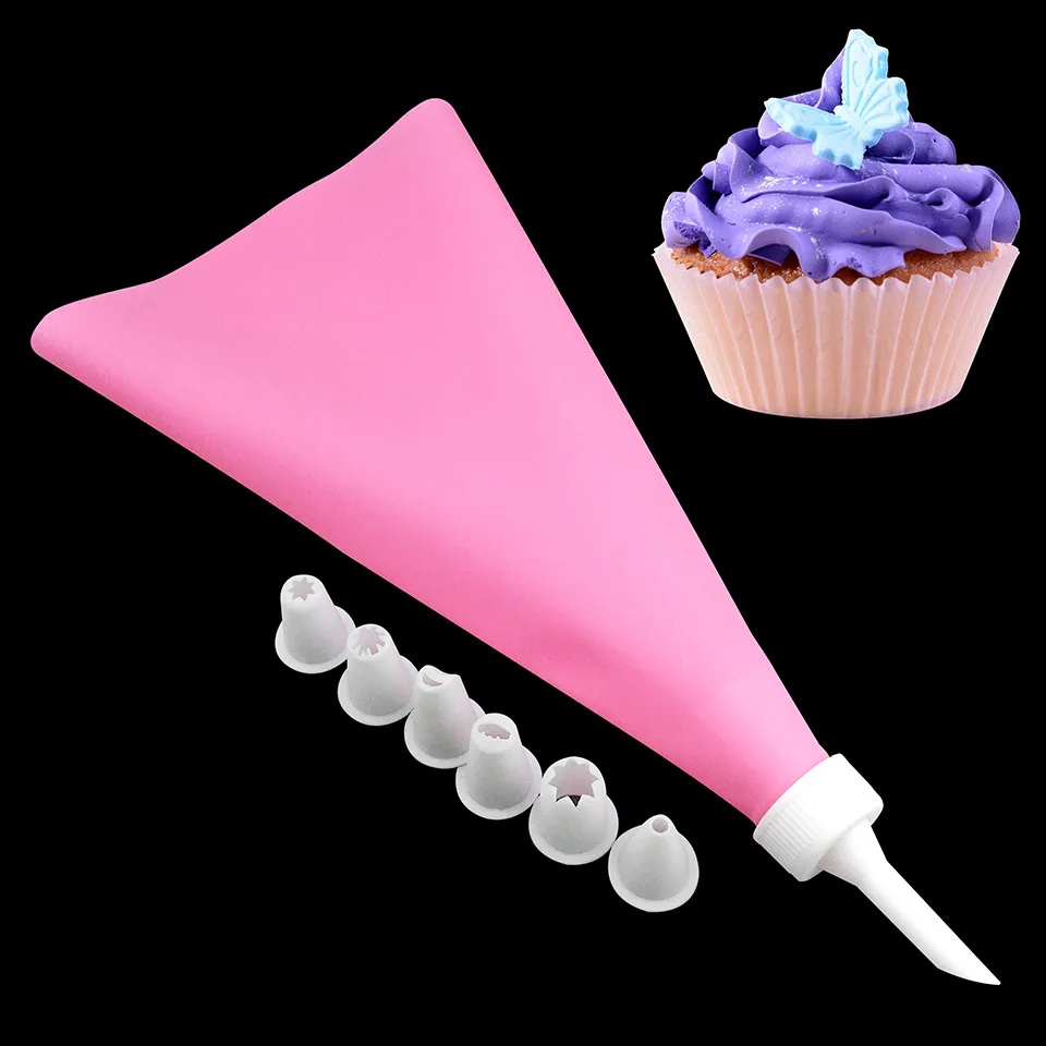 9 Pcs/Set Nozzles Icing Piping Cream And Pastry Bag Reusable DIY Cookie Decoration Mouth Rose Bakeware Cupcake Cake Tools | Дом и сад