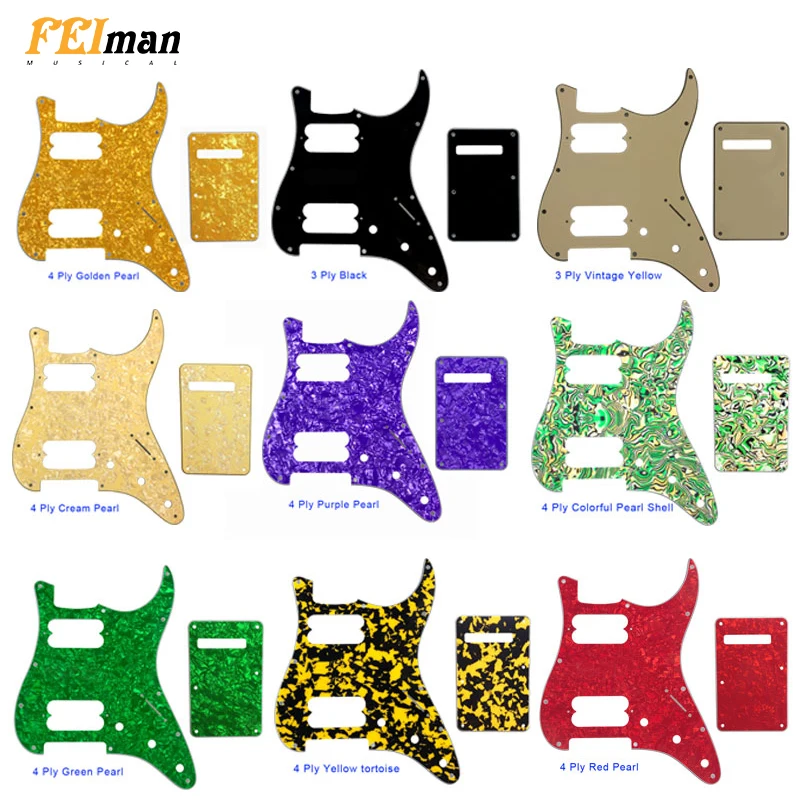 Pleroo Guitar Parts Pickguards With Back Plate For Fender Standard And Contemporary Strat ST HH Style Guitarra 17 Screws