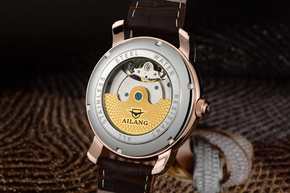 Мужские автоматические часы AILANG Tourbillon деловые наручные из натуральной кожи с