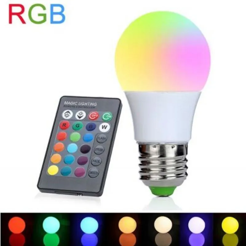 RGB E27 светодиодные лампы высокой мощности 5 Вт 9 20 220 В LED Мини RGBW Глобус лампада