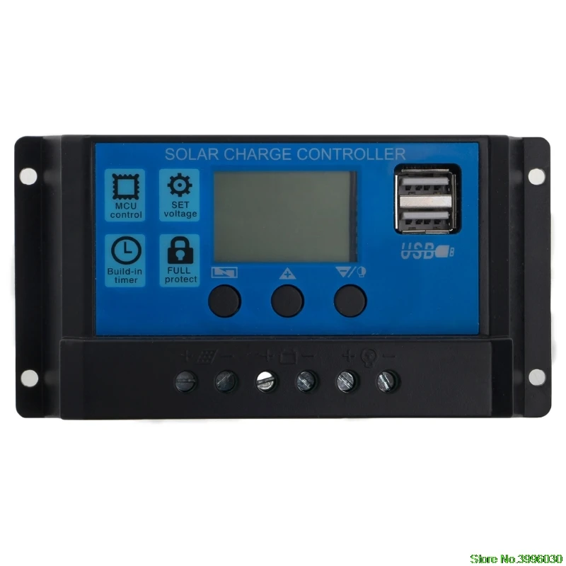 PWM 10/20/30A Dual USB Панели солнечные Батарея регулятор заряда аккумулятора 12/24V ЖК