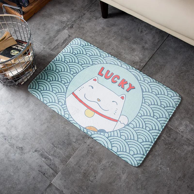 С изображением из мультфильма lucky cat коврик противоскользящий напольный коврики