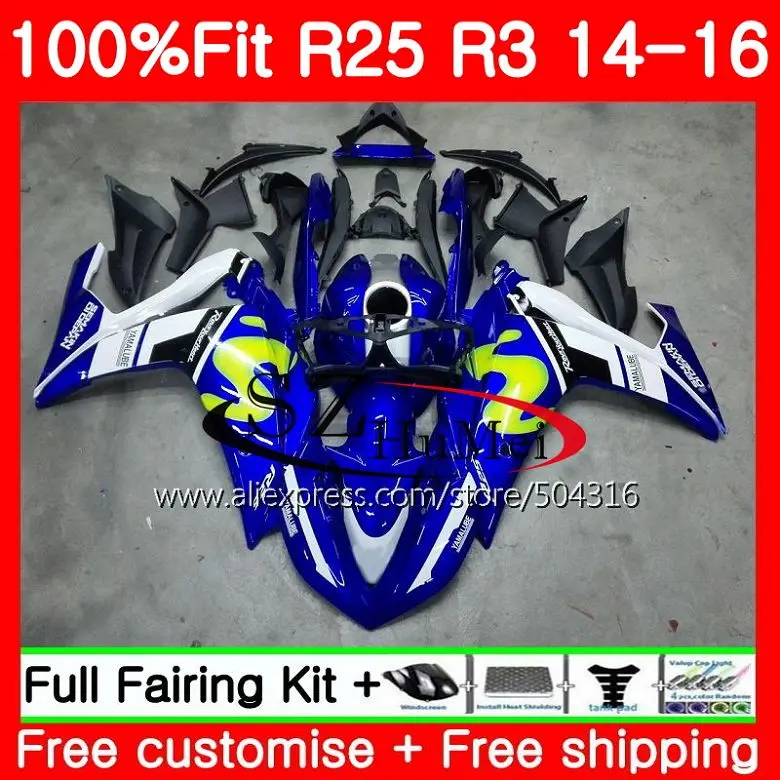 Комплект для YAMAHA YZF R3 R25 76SH16 Movistar Blue R 3 YZFR3 YZFR25 14 15 16 2014 2015 2016 обтекатели|kit kits|kit yamahakit