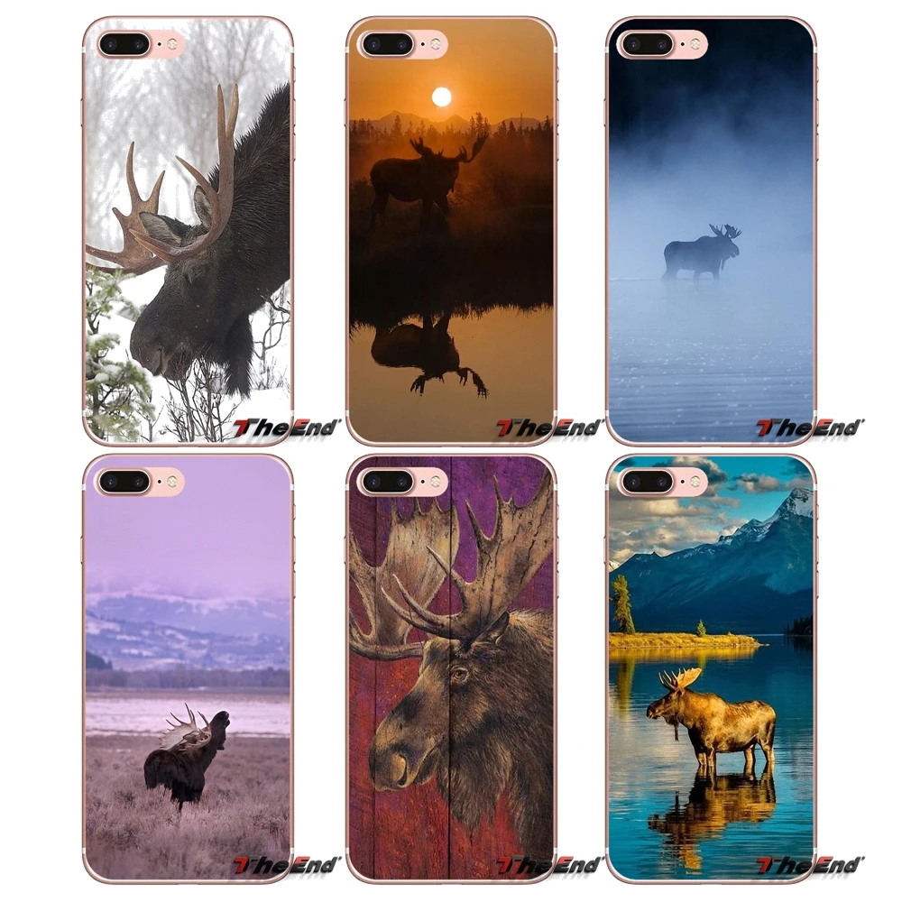 Для iPhone X 4 4S 5 5S 5C SE 6 6S 7 8 Plus Samsung Galaxy J1 J3 J5 J7 A3 A5 2016 2017 Animal Alaska Bull Moose Силиконовый ТПУ