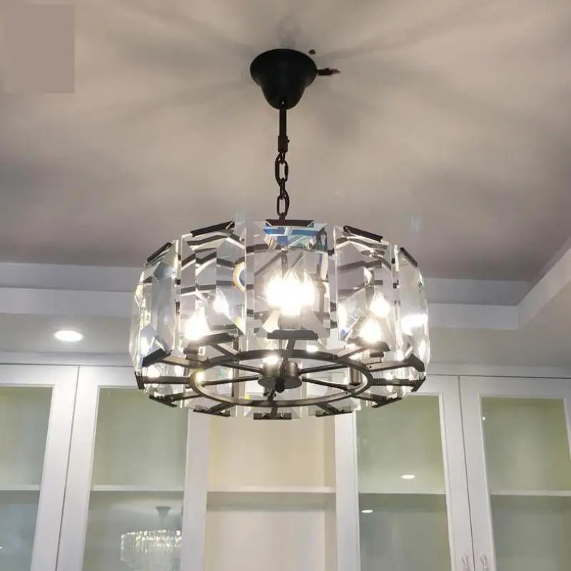 

Round 1 pcs Led Crystal pendant lights for Dining Room Large lustre de cristal Foyer Bar Luxury 1 pcs Iron ring hanging Lamp