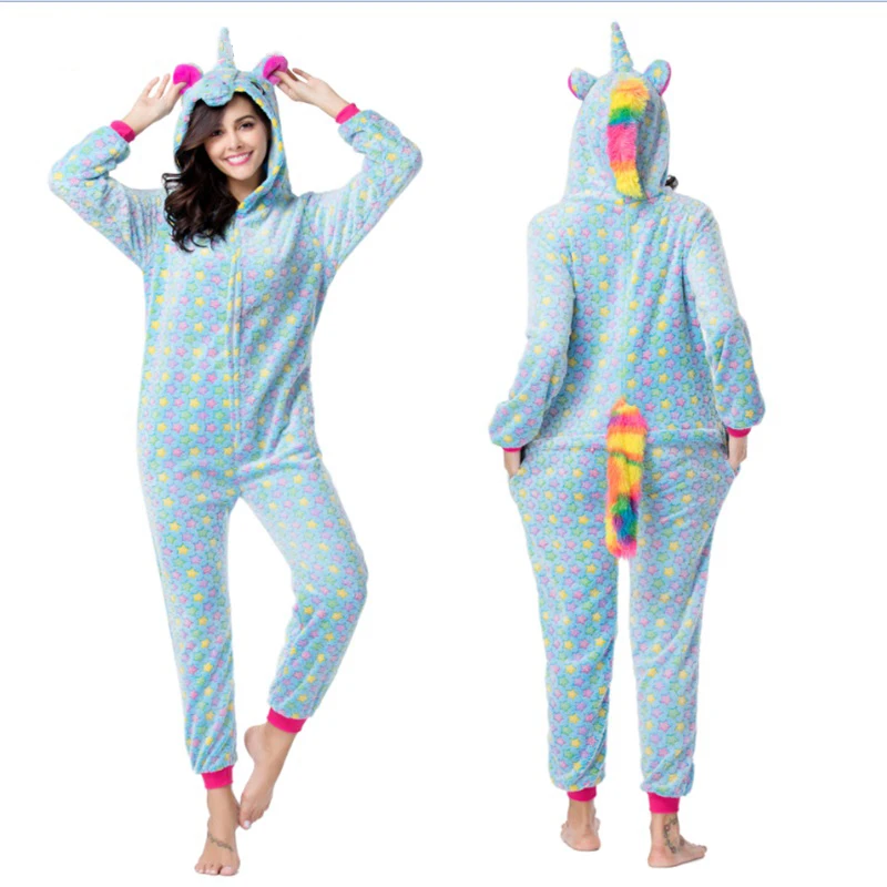 Kigurumi Onesies costumes men women Cosplay Cartoon Five-pointed star unicorn zipper Pajamas Costumes Sleepwear halloween Party |