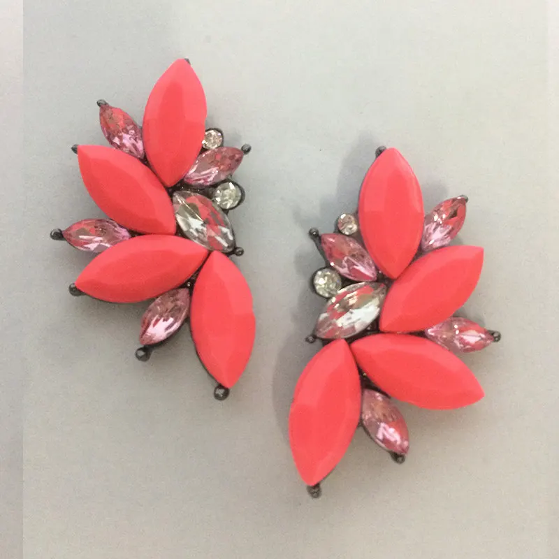 fuchsia Опаловый камень серьги-гвоздики в рождественской тематике вечерние Новые Элегантные Кристальные Сережки для женщин трендовые Золотые женские серьги - Окраска металла: fuchsia