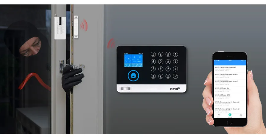 WG11 Wi-Fi GSM беспроводная домашняя бизнес охранная сигнализация Система управления приложением сирена RFID детектор движения PIR датчик дыма