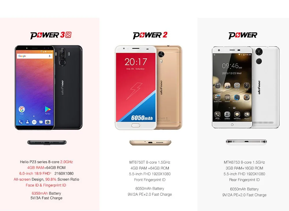 Ulefone Power 3S телефон смартфон телефоны смартфоны 6." 18:9 FHD+ мобильный телефон mtk6763 Octa core android 8.1 4 ГБ+ 64 ГБ 16mp 4 Камеры 6350 мАч Face ID 4G смартфон