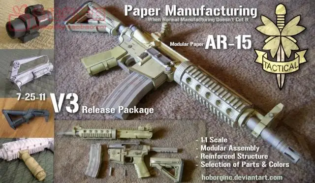 1:1 высококлассная модель штурмовой винтовки M16 может держать 3D бумажную DIY