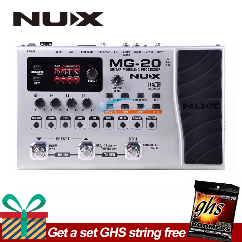 NUX MG-20 MG20 гитара Мульти-эффекты усилитель педали черный Digitech мульти эффекты моделирование процессор Guitarra петля/объем