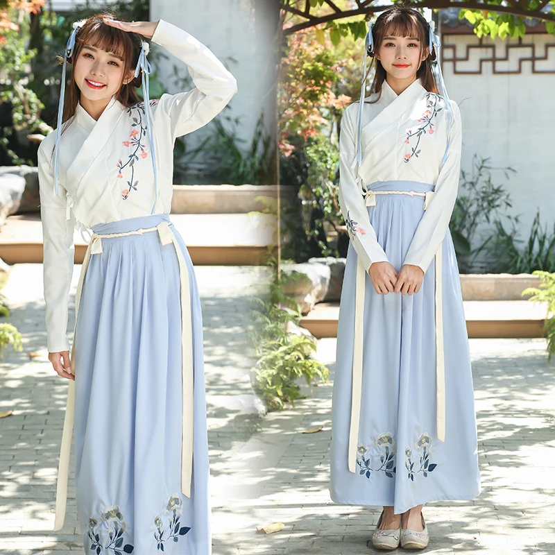 Hanfu National Tang Dynasty Costume Ancient Chinese Women Folk Dance Clothes Lady Traditional Stage Dress Show Outfit DNV10728 |