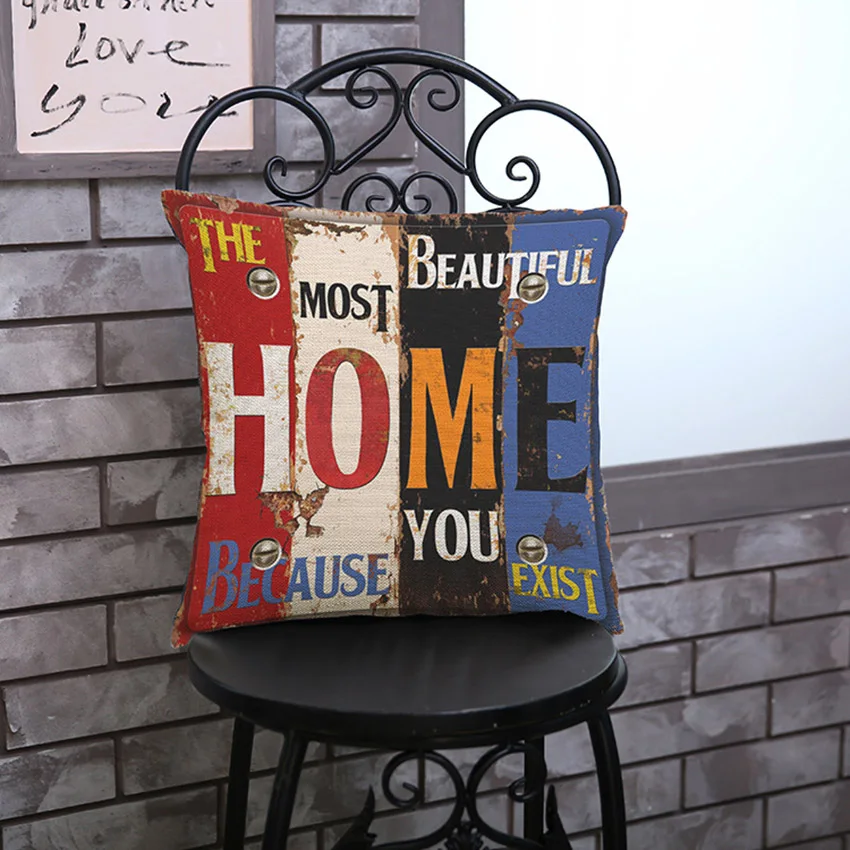 Ретро Кофе домашнего магазина бар накидка для подушки Винтаж буквенный принт