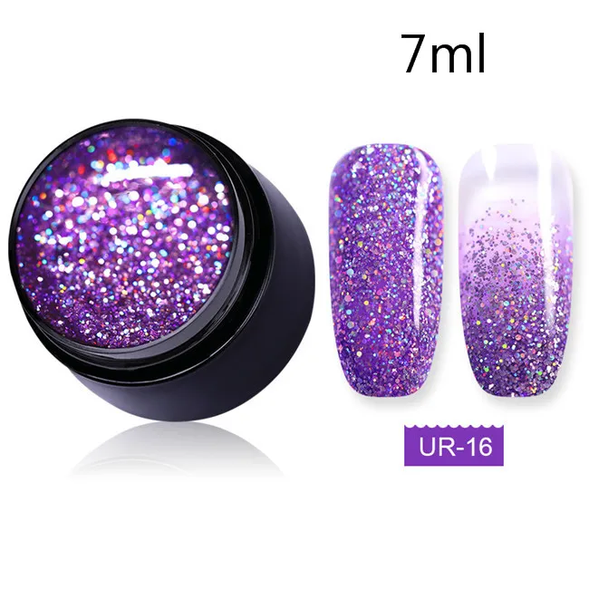 7ml color 16 Ur Sugar 7,5 мл голографический Блестящий Гель-лак для ногтей розовый золотой и серебряный цвета Блестящие Блестки гель замочить УФ-гель для дизайна ногтей лак - Цвет: 7ml color 16