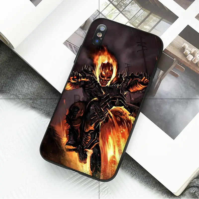Ruicaica Marvel Ghost Rider DIY Окрашенные красивые аксессуары для телефонов Чехол iPhone 5 5Sx 6 7plus