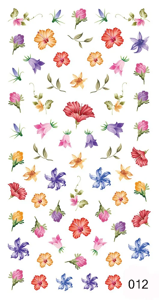 1 лист 3D украшения маникюрный стикер для дизайна ногтей Бабочка Цветы дизайн на