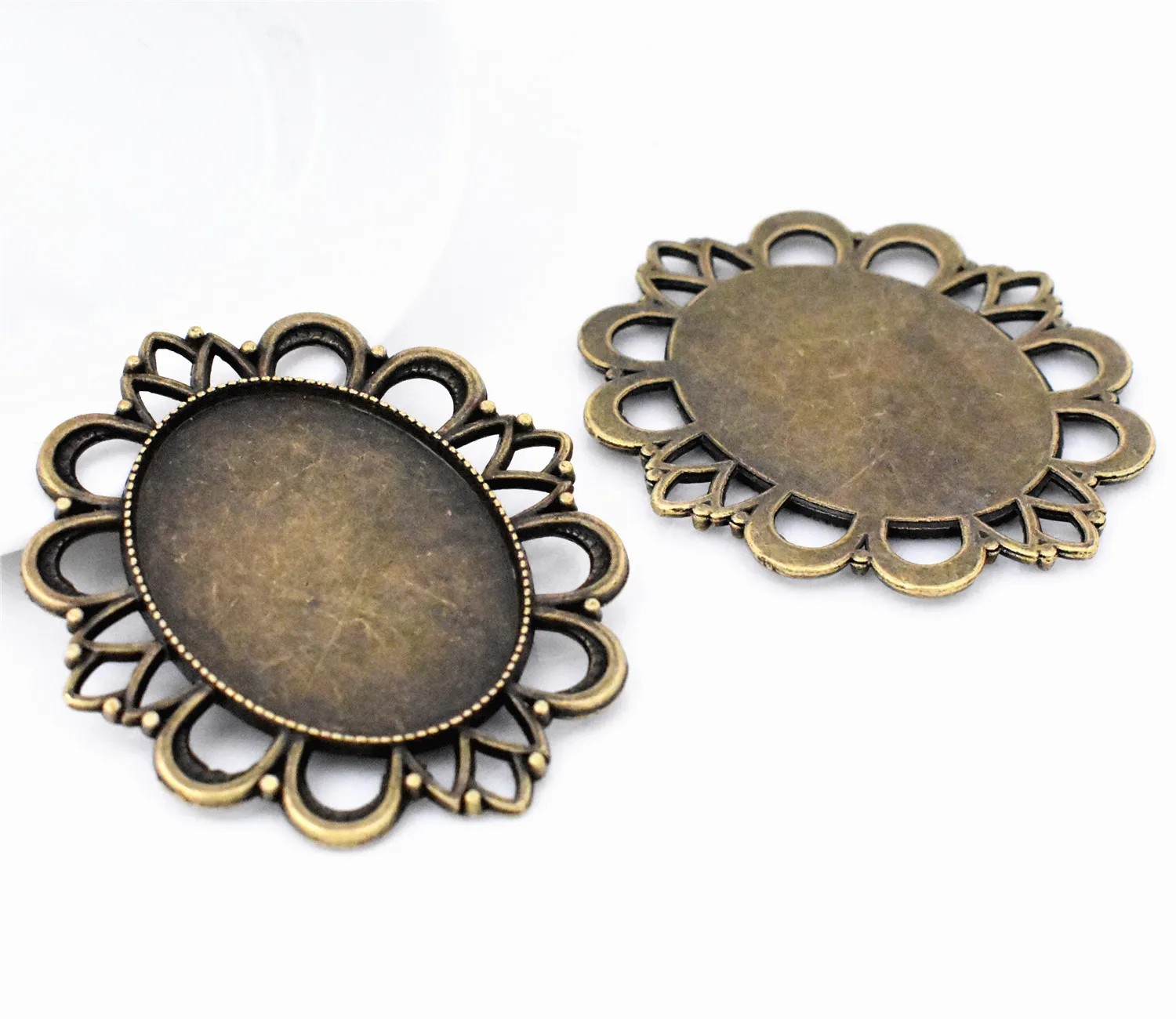 

4pcs 30x40mm Inner Size Antique Bronze Plated Simple Style Cabochon Base Cameo Setting Charms Pendant-A1-34