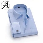Рубашка Camisa Masculina, приталенная сорочка с французскими манжетами, с длинным рукавом, повседневная, большие размеры 15XL 12XL 9XL