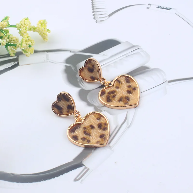 Новые осенние и зимние модные серьги с леопардовым принтом геометрические