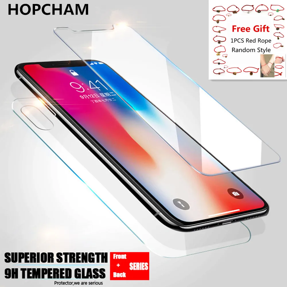 9H 0 3 мм переднее и заднее закаленное стекло для Apple iPhone X 6 6S 7 8 Plus 5 Φ SE 10 устойчивая к
