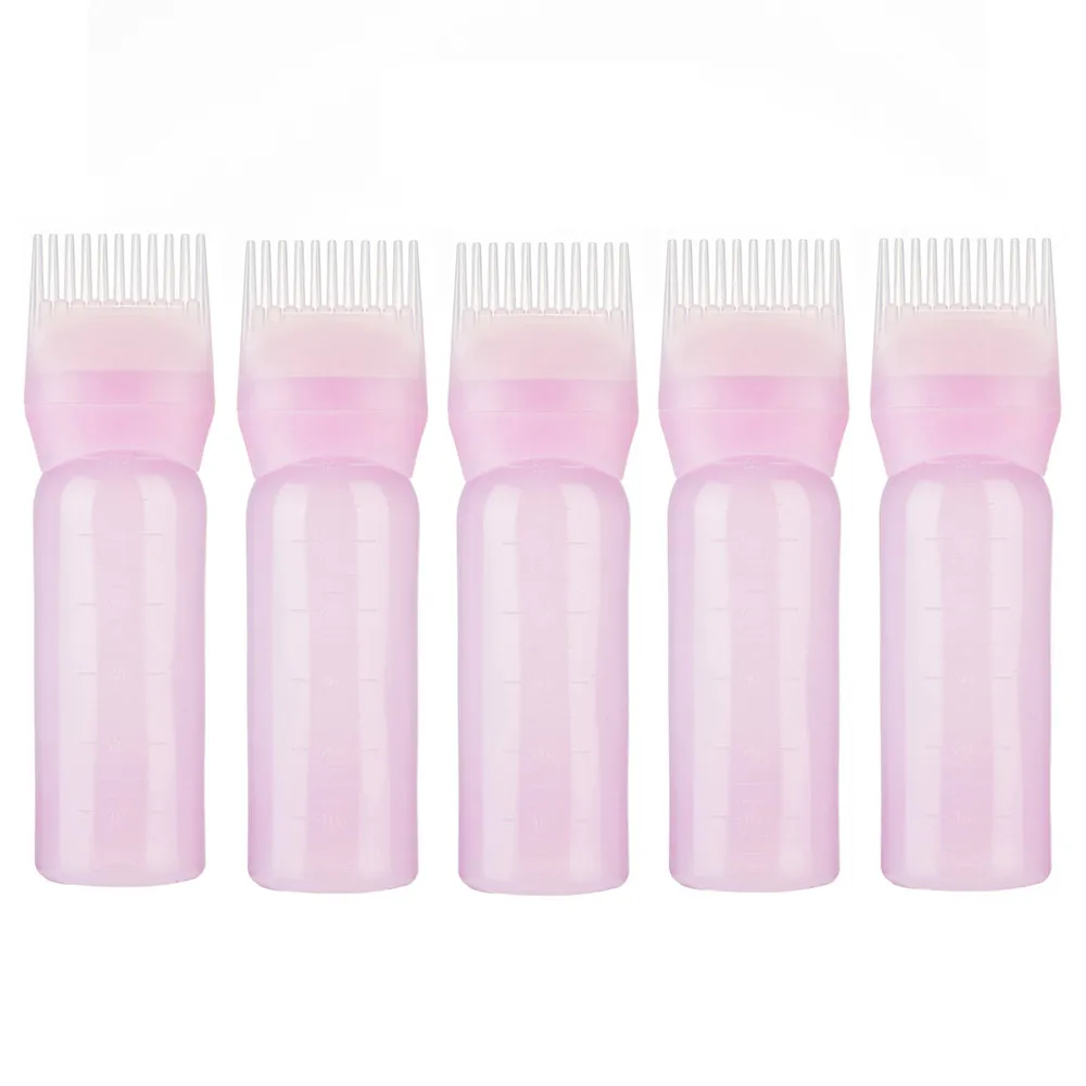 5PCS Pink Флакон для окрашивания волос шампунь мягкая бутылка Горячий аппликатор щетка дозирование салон окрашивание волос окрашивание мытье сухой горшок бутылки#40 - Цвет: 5PCS Pink