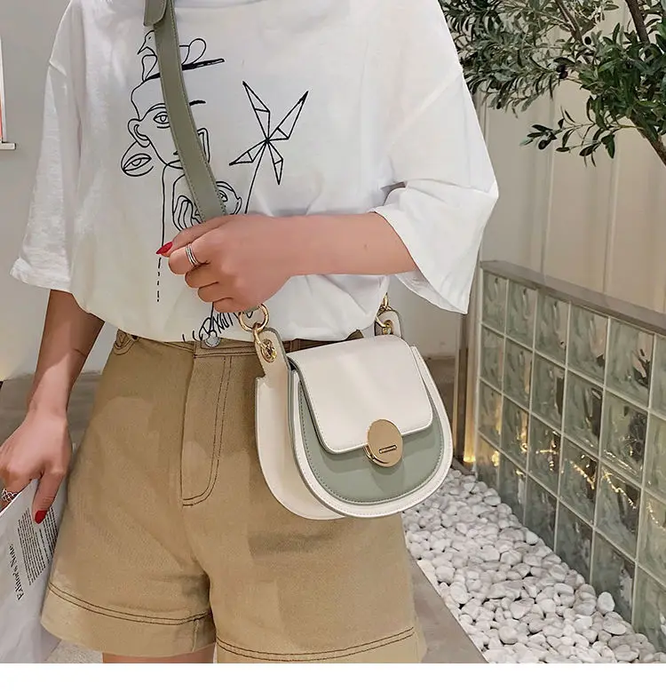 Fashion MINI Saddle Bag Women Contrast color PU Leather Good Quality Shoulder Bag Ladies Crossbody messenger Bags Shopping Bag