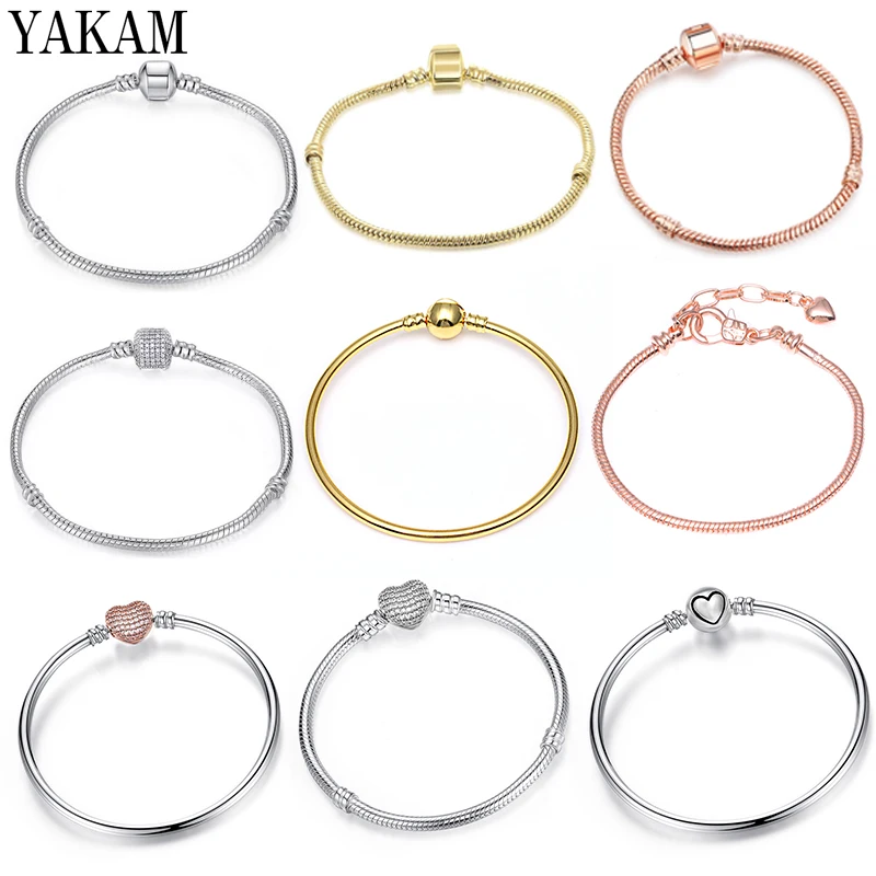Базовая цепочка в виде змеи, pulsera, mary poppins, подходит для оригинала pandora, очаровательный браслет, бисер, сделай сам, браслет для женщин, модное ювелирное изделие, berloque
