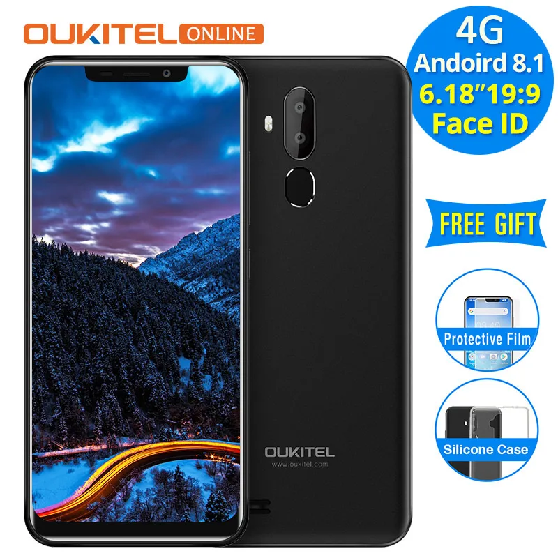 Oukitel C12 Pro 4G 6,1" 19:9 Android 8,1 Face ID 2 Гб ОЗУ 16 Гб ПЗУ 3300 мАч мобильный телефон MT6739 четырехъядерный смартфон с отпечатком пальца