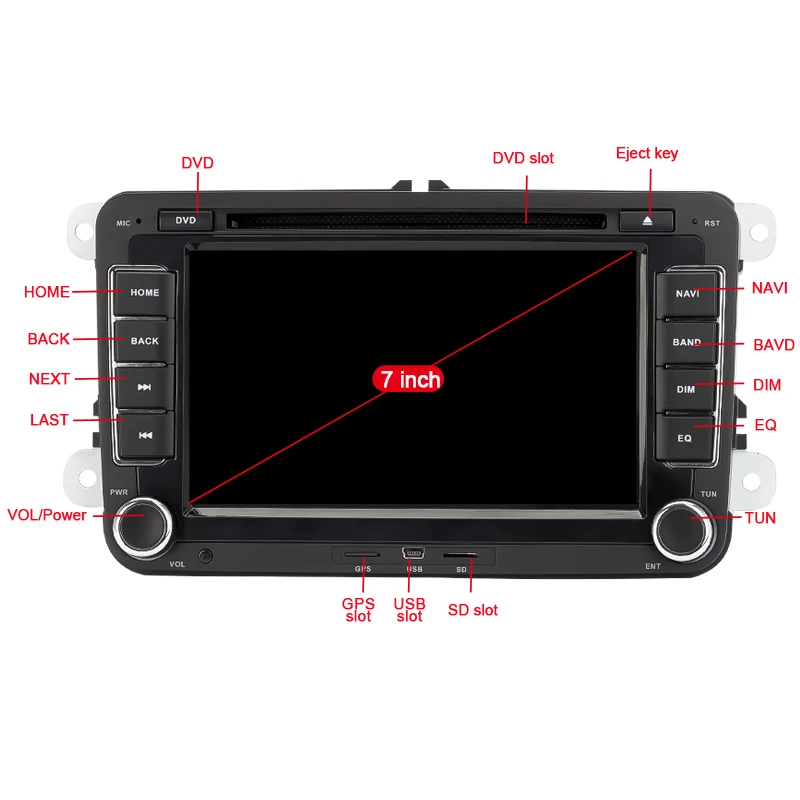 Eunavi 7 'ƈ din мультимедийный плеер Автомобильный DVD GPS навигация для VW Volkswagen GOLF 6 Polo
