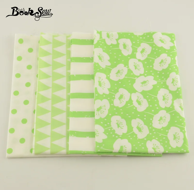 Саржевая хлопковая ткань с 4 рисунками Классическая свежая зеленая толстая
